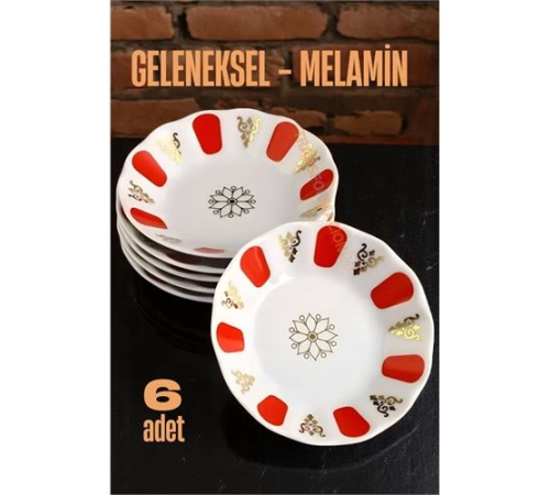 BX Melamin Çay Tabağı 6 Adet Geleneksel Türk Çay Bardağı Altlığı