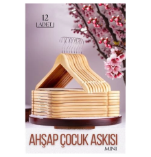 BX Mini Ahşap Çocuk Elbise Askısı 12 ADET