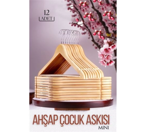 BX Mini Ahşap Çocuk Elbise Askısı 12 ADET