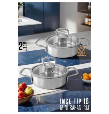 BX Mini Kapaklı Sahan Tencere 2 ADET Çelik 16 cm