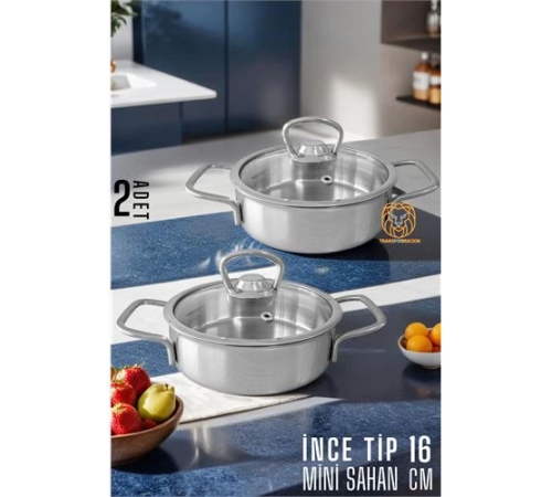 BX Mini Kapaklı Sahan Tencere 2 ADET Çelik 16 cm