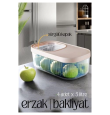 BX MultiBox Erzak Bakliyat Kutusu Sürgülü Kapak 5 Litre 4 ADET