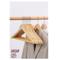 BX Natural Ahşap Elbise Askısı 12 ADET Montague Design