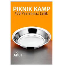 BX Paslanmaz Çelik Tabak Seti Kamp Piknik Tabağı 6 ADET