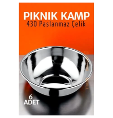 BX Paslanmaz Çelik Yemek Tası Çorba Kasesi Kamp Piknik Tabağı 6 ADET