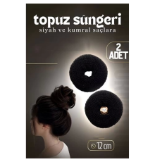 BX Siyah Saç Topuz Süngeri 2 ADET 12 CM Çap 5 cm Kalınlık