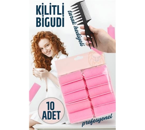 BX Süngerli Kilitli Bigudi Tarak Seti 10 Adet