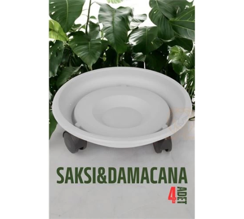 BX Tekerlekli Saksı Altığı 4 ADET 37 CM BEYAZ