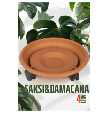 BX Tekerlekli Saksı Altığı 4 ADET 37 CM KAHVE