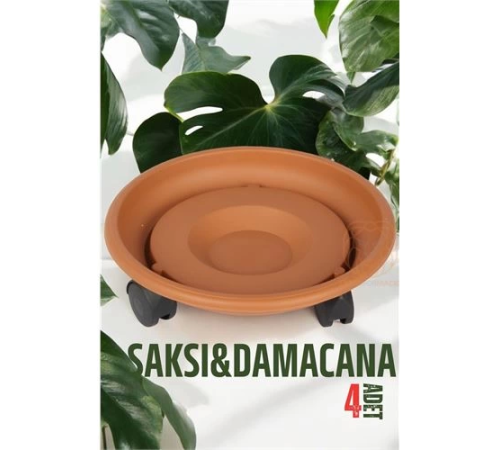 BX Tekerlekli Saksı Altığı 4 ADET 37 CM KAHVE