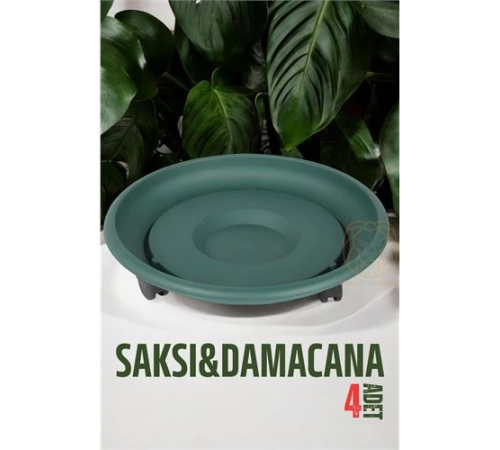 BX Tekerlekli Saksı Altığı 4 ADET 37 CM YEŞİL