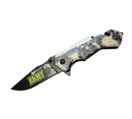 Mtech 4 23 3 Army Kurtarma / Kamp Çakı 20cm - Yarı Otomatik, Kemerlikli, Cam Kırma Ve İp Kesme Aparatlı Mtech 4 23 3 Army Kurtarma / Kamp Çakı 20cm - Yarı Otomatik, Kemerlikli, Cam Kırma Ve İp Kesme Aparatlı