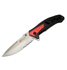 Mtech 4192 Kırmızı Kamp Çakı 21cm - Yarı Otomatik, Kemerlikli, Testere Detaylı, Desenli Sap