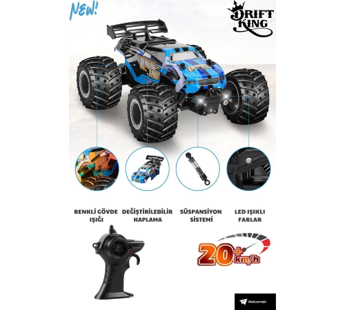 2.4 GHz Uzaktan Kumandalı Şarjlı Led Işıklı Drift Yapan 20 Km Hız Off Road Araba 2.4 GHz Uzaktan Kumandalı Şarjlı Led Işıklı Drift Yapan 20 Km Hız Off Road Araba