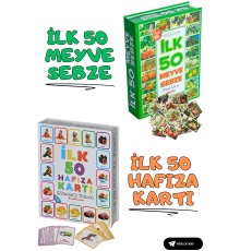 Oyuncak Minik Bebeğimin İlk 50 Hafıza Kartları ve İlk 50 Meyve Sebze Kartları Flash Kart 2'li Set