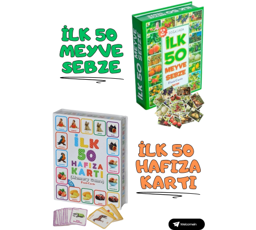 Oyuncak Minik Bebeğimin İlk 50 Hafıza Kartları ve İlk 50 Meyve Sebze Kartları Flash Kart 2'li Set Oyuncak Minik Bebeğimin İlk 50 Hafıza Kartları ve İlk 50 Meyve Sebze Kartları Flash Kart 2'li Set