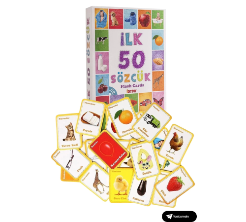 Oyuncak Minik Bebeğimin İlk 50 Sözcük Kartları ve İlk 50 Hayvanlar Kartları Flash Kart 2'li Set Oyuncak Minik Bebeğimin İlk 50 Sözcük Kartları ve İlk 50 Hayvanlar Kartları Flash Kart 2'li Set