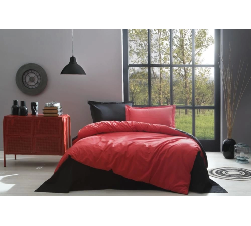 Özdilek Çift Kişilik Ranforce Nevresim Takımı Colormix Kırmızı Siyah