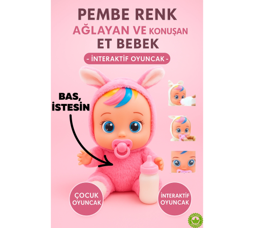 Pembe Kız Ağlayan Ve Konuşan Et Bebek İNTERAKTİF İSTEKLERİNİ YERİNE GETİR BEBEK Pembe Kız Ağlayan Ve Konuşan Et Bebek İNTERAKTİF İSTEKLERİNİ YERİNE GETİR BEBEK