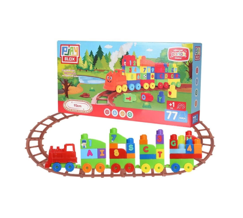 Play Blox Oyuncak Tren Seti 77 Parça Sayılar ve Alfabe Treni Parlak Renkler Mega Blok Seti