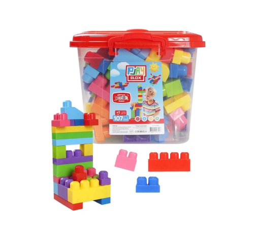Play Blox Yapı Oyuncakları 107 Parça Kovalı Parlak Renkler Mega Blok Seti 3103