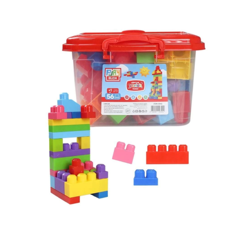 Play Blox Yapı Oyuncakları 56 Parça Kovalı Parlak Renkler Mega Blok Seti 3042