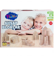 Playwood Kutuda Ahşap Renkli Bloklar 60 Parça