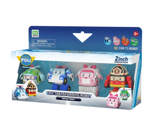 POLI MRT-674 Robocar Poli Mini Transforming Kasabanın Kurtarma Araçları 4lü Set