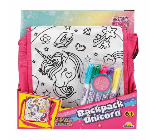 Pretty Pinky Boyanabilir Desenli Unicorn Sırt Çantası