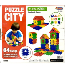 Puzzle City 3D Yapı ve Tasarım Blokları 64 Parça - 03702