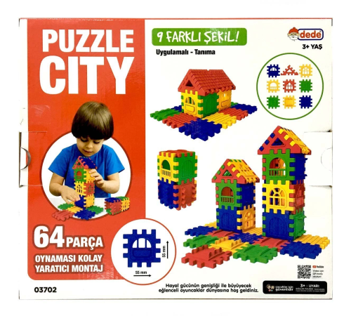 Puzzle City 3D Yapı ve Tasarım Blokları 64 Parça - 03702