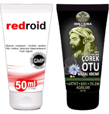 Redroid Için 50 ml Kremi + Ibn-i Sina Çörek Otu Kremi 50 ml Sırt Bel Kas Diz Teskin Kremi