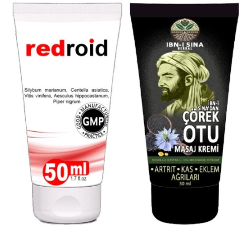 Redroid Için 50 ml Kremi + Ibn-i Sina Çörek Otu Kremi 50 ml Sırt Bel Kas Diz Teskin Kremi Redroid Için 50 ml Kremi + Ibn-i Sina Çörek Otu Kremi 50 ml Sırt Bel Kas Diz Teskin Kremi