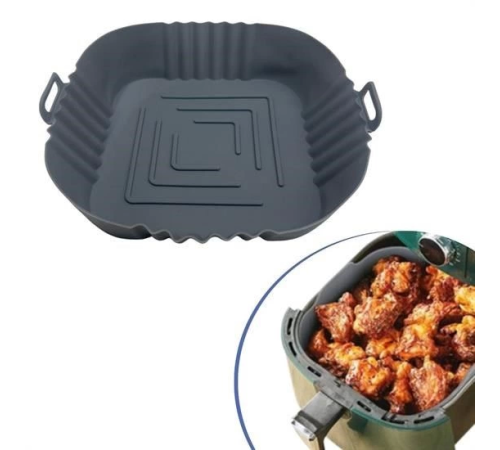 Renkli Isıya Dayanıklı Yıkanılabilir Silikon Fırın  Airfryer Kare Model Pişirme Matı 20 cm