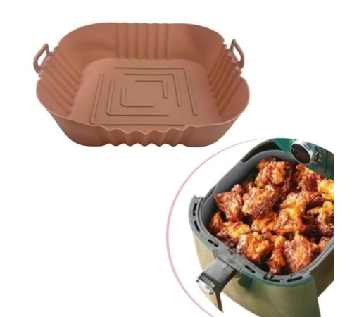 Renkli Isıya Dayanıklı Yıkanılabilir Silikon Fırın  Airfryer Kare Model Pişirme Matı 20 cm