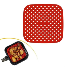 Renkli Isıya Dayanıklı Yıkanılabilir Silikon Fırın Ve Airfryer Kare Pişirme Matı 21,5 Cm