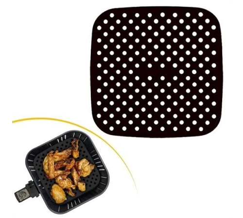 Renkli Isıya Dayanıklı Yıkanılabilir Silikon Fırın Ve Airfryer Kare Pişirme Matı 21,5 Cm