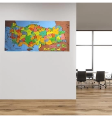 Renkli Türkiye Haritası Manyetik Yapıştırıcı Gerektirmeyen Duvar Stickerı 118 CM * 56 CM