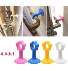 Renkli Vantuzlu Geçmeli Kapı Kolu Stoper 4lü Set