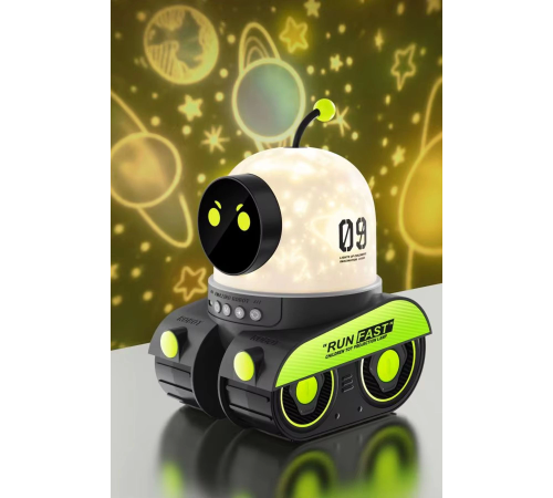 Robot Projeksiyon Gece Lambası Hoparlörlü Şarjlı Yıldızlı Gökyüzü Temalı LED Projeksiyon Lambası