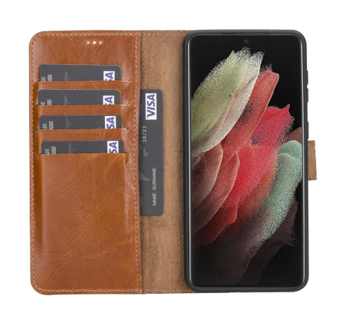 Samsung Galaxy S21 Plus Uyumlu Deri Cüzdanlı Kılıf RST2EF Taba Samsung Galaxy S21 Plus Uyumlu Deri Cüzdanlı Kılıf RST2EF Taba