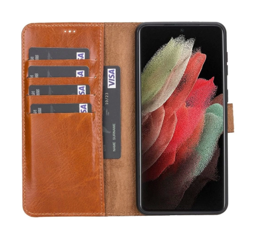 Samsung Galaxy S21 Plus Uyumlu Deri Cüzdanlı Kılıf Rustik Taba Samsung Galaxy S21 Plus Uyumlu Deri Cüzdanlı Kılıf Rustik Taba