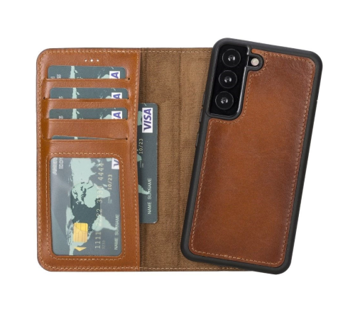 Samsung Galaxy S22 Uyumlu Deri Cüzdanlı Kılıf MWWN RST2EF Taba Samsung Galaxy S22 Uyumlu Deri Cüzdanlı Kılıf MWWN RST2EF Taba