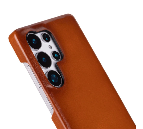 Samsung Galaxy S25 Ultra Uyumlu, Hakiki Deri, El Yapımı Arka Kapak, Gölgeli Taba