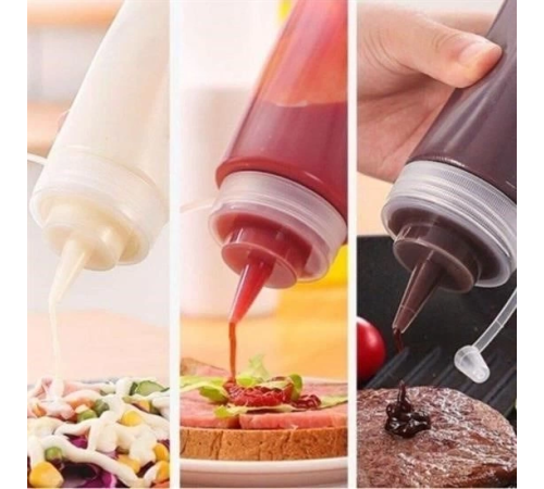 Şeffaf Kapaklı Sızdırmaz Yağlık Sosluk Şişesi Plastik Yağdanlık 400 ml AP-9028