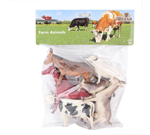SH-9001-Vardem Poşetli 6Pcs 8 İnch  Çiftlik Hayvan ve Dinozor Set
