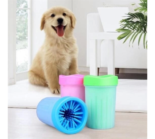 Silikon Jel Fırçalı Kedi Köpek Pati Ayak Yıkama Temizleme Kovası (Küçük)