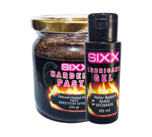 Sixx Lubricant Kayganlaştırıcı Jel 60 ml + Herbal Paste Performanse Macun 240 gr Sixx Lubricant Kayganlaştırıcı Jel 60 ml + Herbal Paste Performanse Macun 240 gr