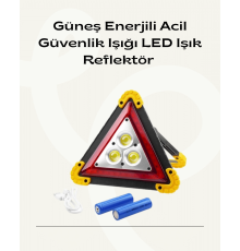 Solar Şarjlı Üçgen LED Park ve İkaz Lambası