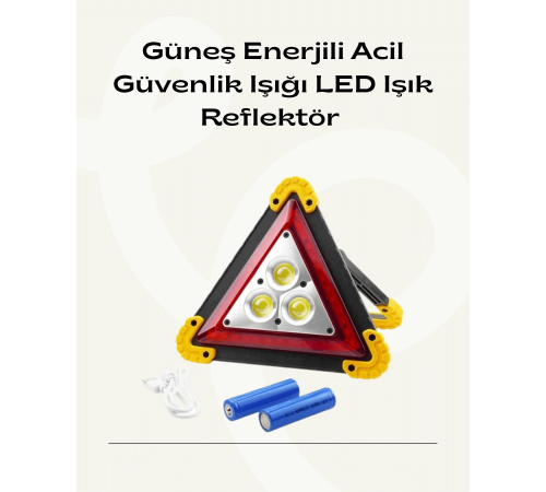 Solar Şarjlı Üçgen LED Park ve İkaz Lambası